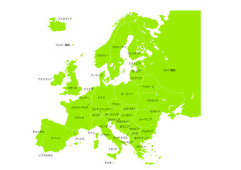 Obraz premium 世界地図より、ヨーロッパの地図 （Map of Europe）