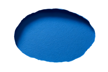 Blue torn circle paper texture isolated on transparent background