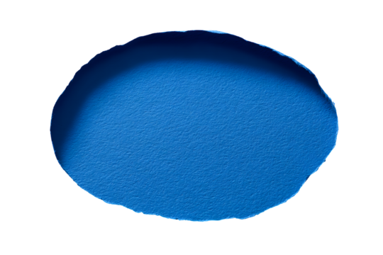 Blue torn circle paper texture isolated on transparent background
