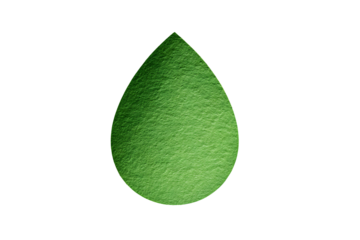 Green drop shaped paper texture isolated on transparent background
