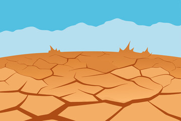 Cracked desert earth under a hot, arid sky reveals a drought-stricken landscape of dry, barren ground and parched soil