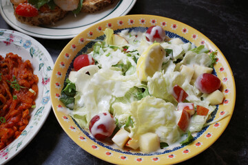 food brunch plate salad fruit meal healthy