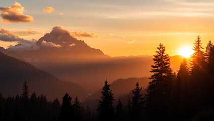 sunset over the mountains