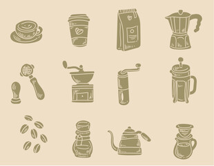  Hand-drawn coffee illustration with ink. Original drawing.