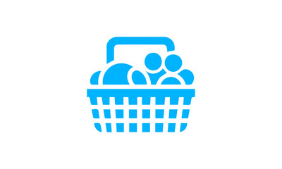 Blue shopping basket icon with items ai generated