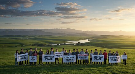 Peaceful Protest in Nature for Global Harmony By Generated AI