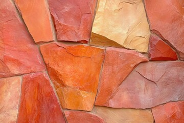 Red and tan stone wall