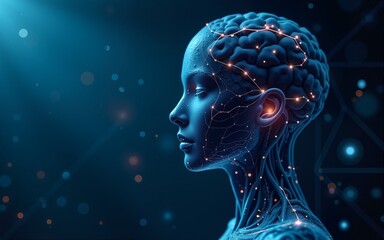 Artificial intelligence. Technology web background. Virtual concept. High quality