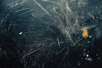 Scratched dark surface with debris