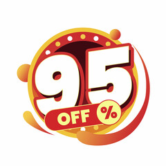 Colorful and dynamic discount graphic with bold typography and circular badge in red and yellow. Perfect for flash sale banners, ecommerce ads, special offers, and promo visuals.