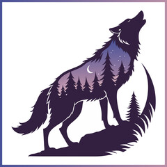 Hand drawn wolf head silhouette