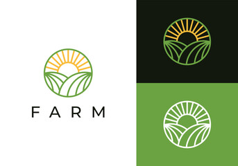 This is a farm logo, a combination of farm and sun with a simple and modern style. This logo is suitable for farms, plantations and the like.
