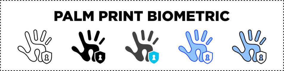 Obraz premium Palm Print Biometric Icon Pack Line And Glyph
