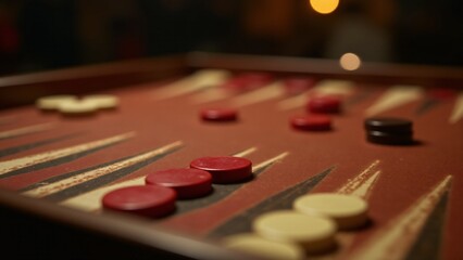Backgammon Board With Checkers Close-Up