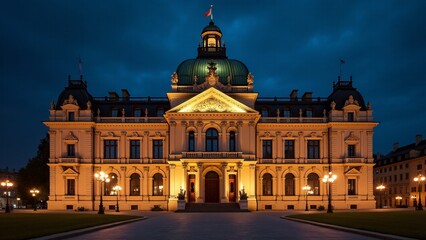 Kassel Courthouse Lit Up At Night
