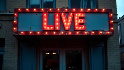Obraz premium Illuminated Live Sign Above Building Entrance