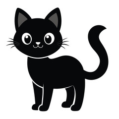 Black and white pet kitten in silhouette vector