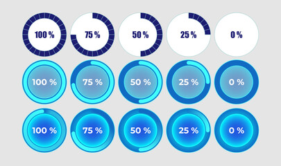 Modern Circular Loading Progress Bar Set with Neon Gradient UI Style