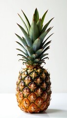 Single air pineapple with layered leaves, showcasing red leaf tips against a pristine white backdrop , organic, tillandsia, design