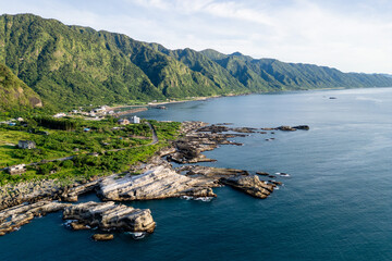 Aerial view of Shitiping at Fengbin Township in Hualien County, Taiwan