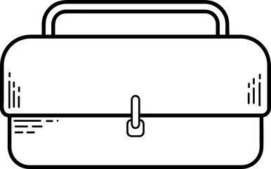 Line Art Illustration of a Classic Carry Case with Handle and Clasp