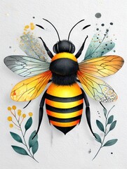 Detailed illustration of a bee