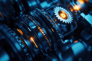 Close-up of intricate mechanical gears and components
