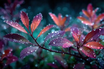 Dew-kissed autumn leaves