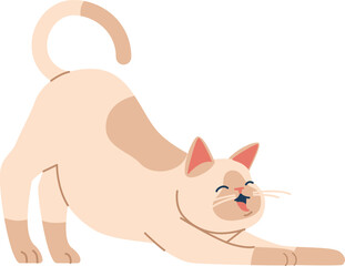 Lovely cat stretching body vector illustration