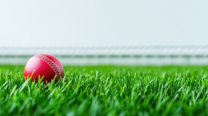 Cricket ball on green grass field
