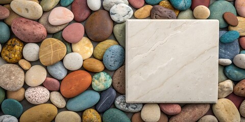 Colorful Pebbles with Marble Tile