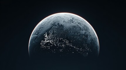 Fototapeta premium Detailed view of the earth from space, highlighting city lights.