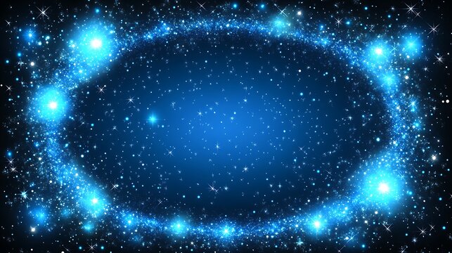 Blue oval frame with glowing stars