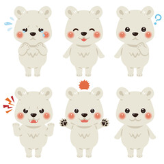 シロクマのキャラクターイラスト　表情セット