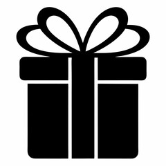 Gift box silhouette, christmas present icon, vector illustration