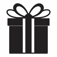 Gift box silhouette, christmas present icon, vector illustration