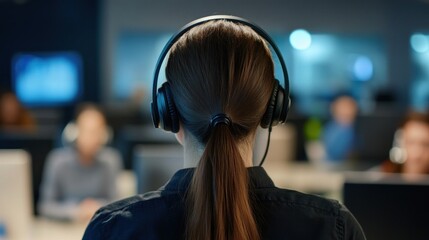 Call center representative back view