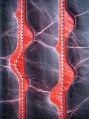 Textured leather with red stitching