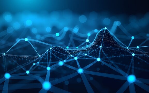 Neural Network, Intelligent Smart Grid and AI Concept, Blue Tech Background. Generative Ai. High quality