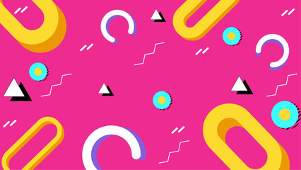 Vibrant 1980s style abstract design with bold colors and geometric shapes for retro themed graphic design projects and social media posts.