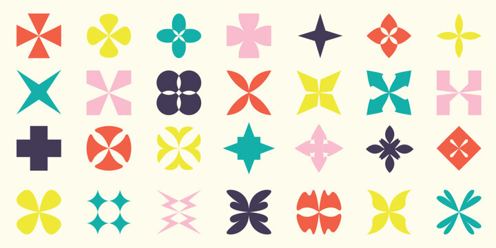 Colorful Retro Abstract Geometric Shapes - Powered by Adobe