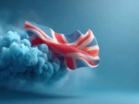 Royal Ascot Celebration with UK Flag and Blue Smoke - Summer Wimbledon Spirit and Seasonal British Festivity for Branding and Marketing