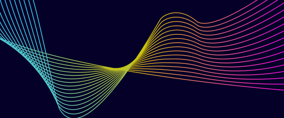 Abstract Colorful Curved Lines on Dark Background