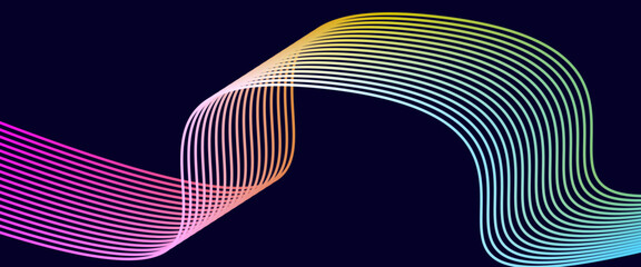 Abstract Colorful Curved Lines on Dark Background