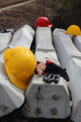 yellow helmet on a work site