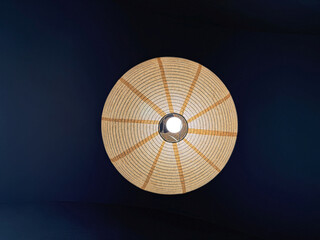 close-up of a round paper lamp