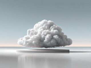 Floating cloud on a white pedestal