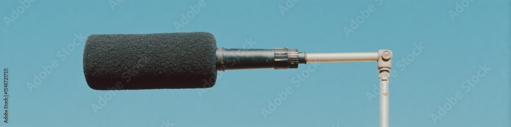 Aufkleber Modern Boom Microphone with Windshield on Pole for Professional Sound Production and Precise Audio Capture in Minimalist Studio Setting