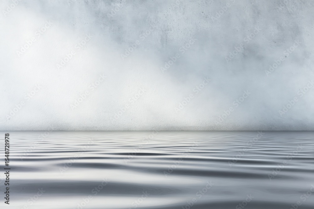 Poster Serene Ocean Water Surface with Gentle Ripples and Calm Waves Under Overcast Sky in a Tranquil Seascape Scene
