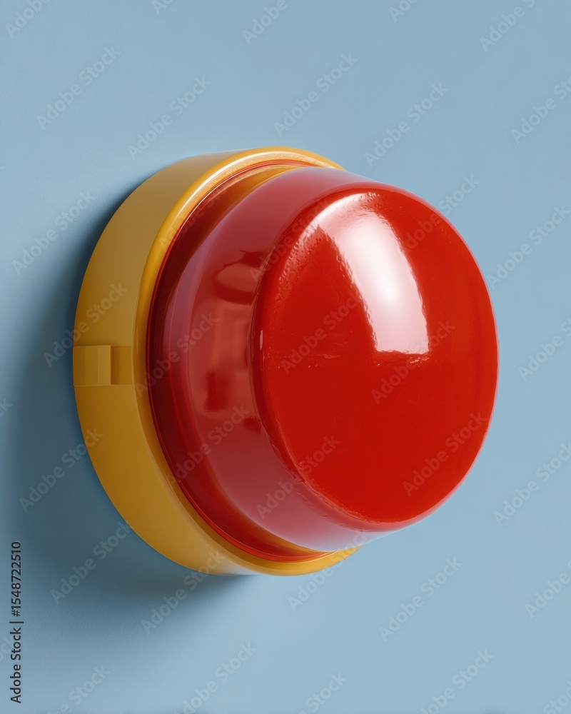 Aufkleber Modern Emergency Alert Siren Device with Glossy Red Surface and Sharp Yellow Enclosure for Automotive Safety and Urgent Hazard Warning Campaigns